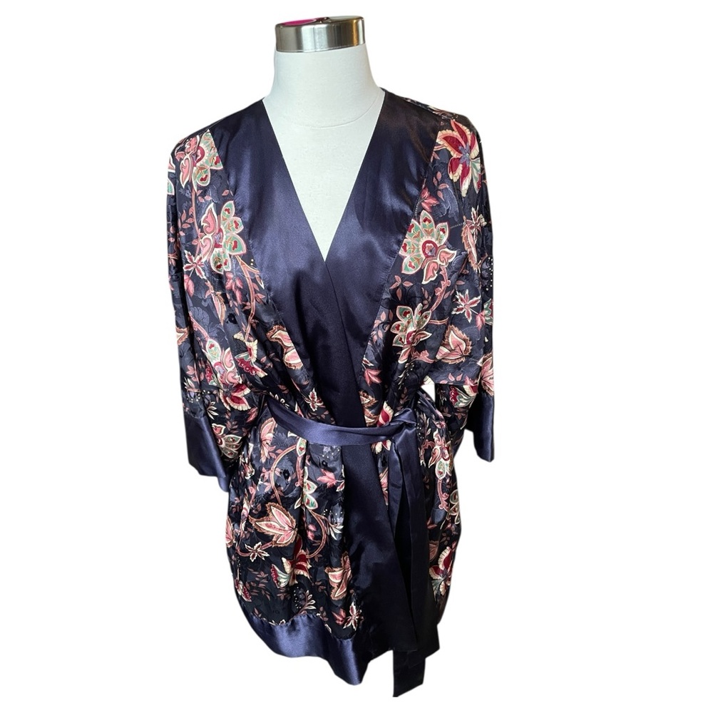 Vintage Victorias Secret Gold Label Blue Paisley Robe One Size